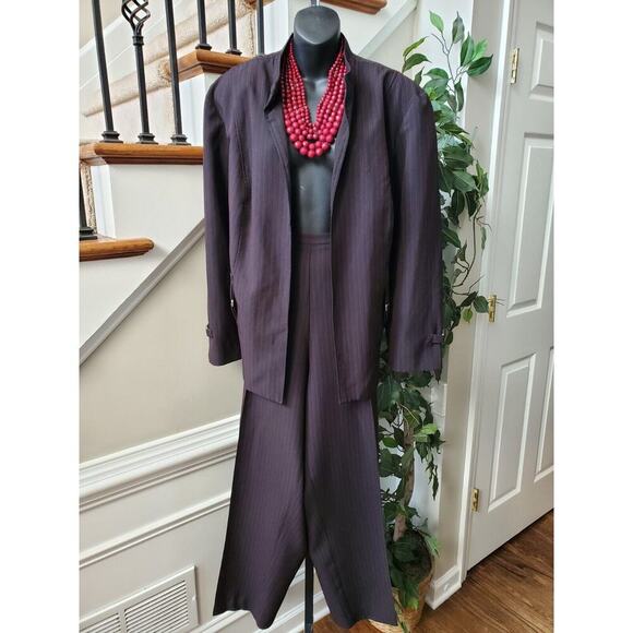 Perceptions Women Black Polyester Open Front Blazer & Pant 2 Pc's Suit Size 24W - Picture 1 of 15